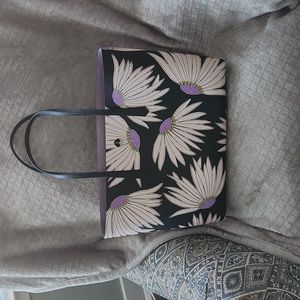 Kate Spade Pink/Purple Daisy on Black Tote